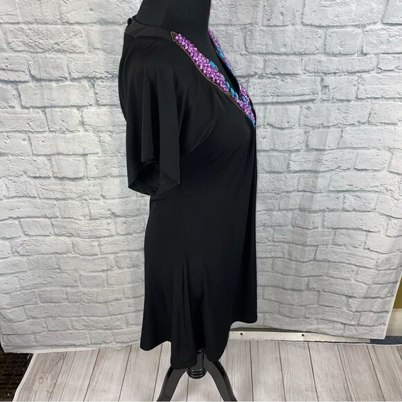 Calessa vneck short sleeve flowy mini dress with beads & jewels NWT sz S - Picture 3 of 11